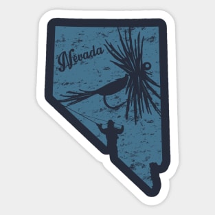 Nevada Distressed Fly Fishing State Map Sticker